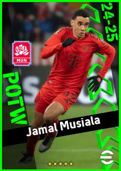 Jamal Musiala eFootball 2026 player card, 97 OVR CF
