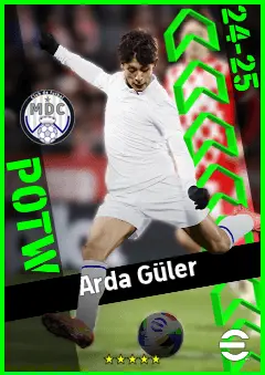 Arda Güler eFootball 2026 player card, 95 OVR RMF