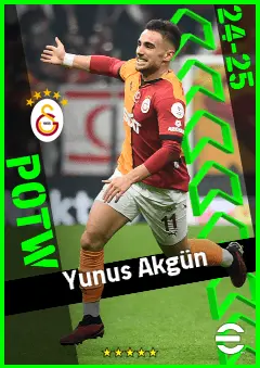 Yunus Akgün eFootball 2026 player card, 92 OVR RMF
