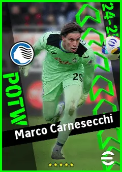 Marco Carnesecchi eFootball 2026 player card, 93 OVR GK