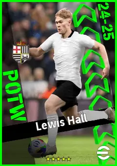 Lewis Hall eFootball 2026 player card, 93 OVR LB