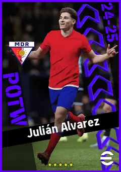 Julián Alvarez eFootball 2026 player card, 95 OVR CF