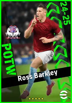 Ross Barkley eFootball 2026 player card, 92 OVR DMF