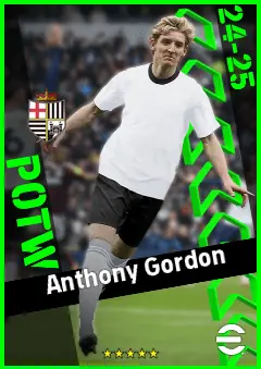 Anthony Gordon eFootball 2026 player card, 95 OVR LWF