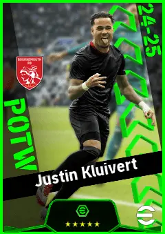 Justin Kluivert eFootball 2026 player card, 93 OVR AMF