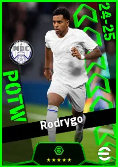 Rodrygo eFootball 2026 player card, 95 OVR LWF