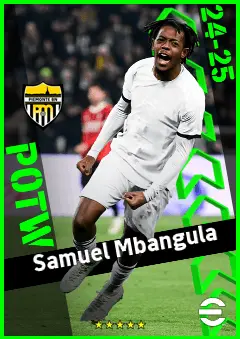 Samuel Mbangula eFootball 2026 player card, 91 OVR LMF
