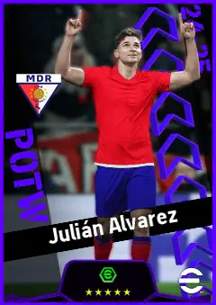 Julián Alvarez eFootball 2026 player card, 95 OVR CF