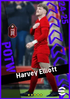 Harvey Elliott eFootball 2026 player card, 93 OVR CMF