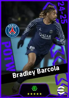 Bradley Barcola eFootball 2026 player card, 95 OVR LWF