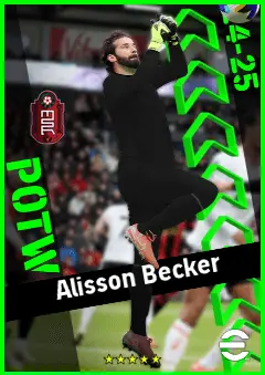 Alisson Becker eFootball 2026 player card, 95 OVR GK