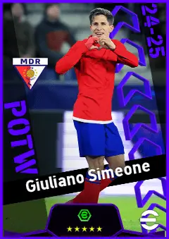 Giuliano Simeone eFootball 2026 player card, 92 OVR RMF