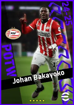 Johan Bakayoko eFootball 2026 player card, 94 OVR RWF