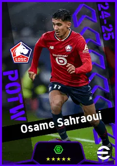 Osame Sahraoui eFootball 2026 player card, 92 OVR LMF