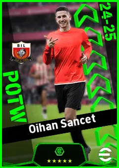 Oihan Sancet eFootball 2026 player card, 95 OVR AMF