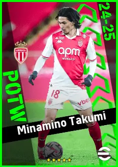 Minamino Takumi eFootball 2026 player card, 93 OVR AMF