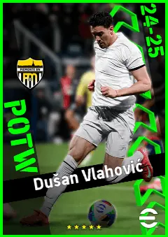 Dušan Vlahović eFootball 2026 player card, 95 OVR CF