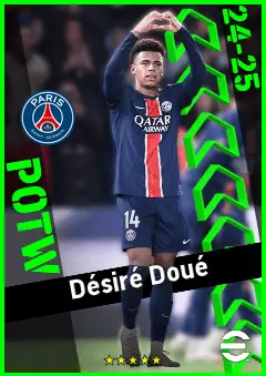 Désiré Doué eFootball 2026 player card, 93 OVR CMF