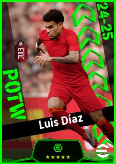 Luis Díaz eFootball 2026 player card, 95 OVR LWF