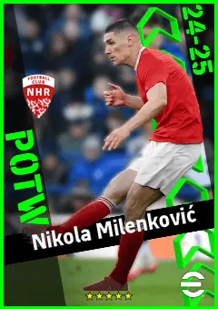 Nikola Milenković eFootball 2026 player card, 93 OVR CB