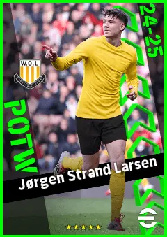 Jørgen Strand Larsen eFootball 2026 player card, 93 OVR CF