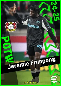 Jeremie Frimpong eFootball 2026 player card, 95 OVR RMF