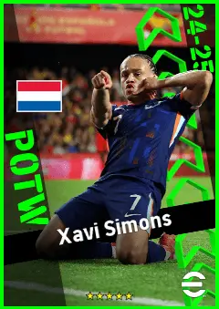 Xavi Simons eFootball 2026 player card, 95 OVR AMF