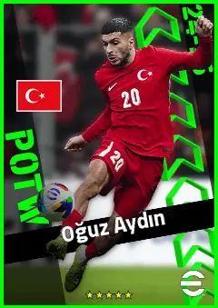 Oğuz Aydın eFootball 2026 player card, 91 OVR RMF