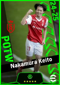 Nakamura Keito eFootball 2026 player card, 92 OVR CF