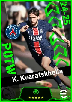 K. Kvaratskhelia eFootball 2026 player card, 95 OVR LWF