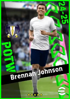 Brennan Johnson eFootball 2026 player card, 93 OVR RWF