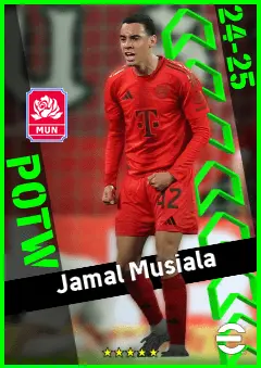 Jamal Musiala eFootball 2026 player card, 97 OVR AMF