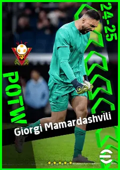 Giorgi Mamardashvili eFootball 2026 player card, 95 OVR GK