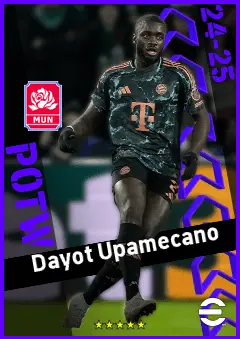 Dayot Upamecano eFootball 2026 player card, 95 OVR CB