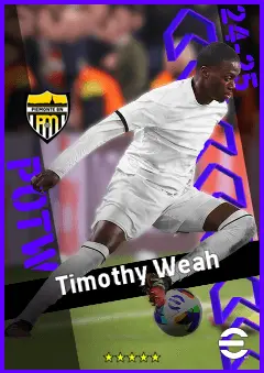 Timothy Weah eFootball 2026 player card, 93 OVR RB