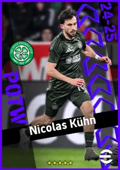 Nicolas Kühn eFootball 2026 player card, 92 OVR RWF