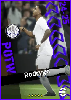 Rodrygo eFootball 2026 player card, 95 OVR RMF