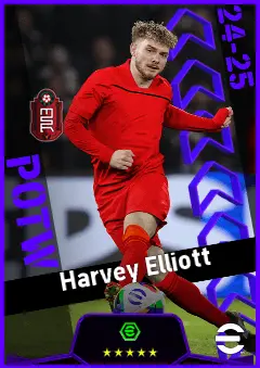 Harvey Elliott eFootball 2026 player card, 93 OVR RWF