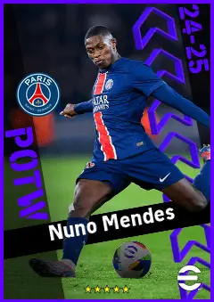 Nuno Mendes eFootball 2026 player card, 95 OVR LB