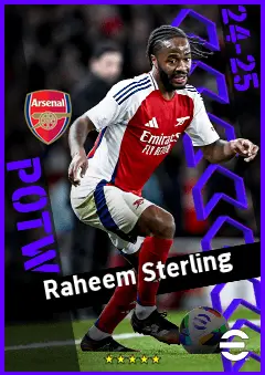 Raheem Sterling eFootball 2026 player card, 93 OVR RWF