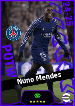 Nuno Mendes eFootball 2026 player card, 95 OVR LB