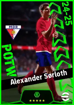 Alexander Sørloth eFootball 2026 player card, 94 OVR CF