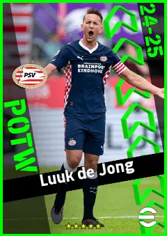 Luuk de Jong eFootball 2026 player card, 93 OVR CF