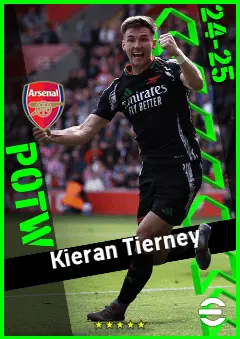 Kieran Tierney eFootball 2026 player card, 93 OVR CB