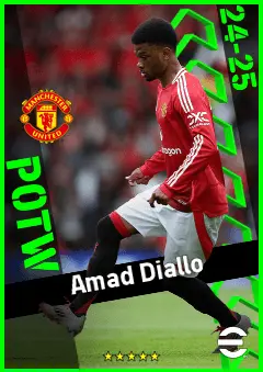 Amad Diallo eFootball 2026 player card, 93 OVR AMF