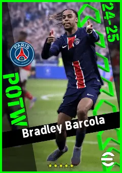 Bradley Barcola eFootball 2026 player card, 96 OVR LWF