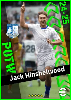 Jack Hinshelwood eFootball 2026 player card, 92 OVR CF