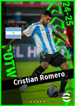 Cristian Romero eFootball 2026 player card, 95 OVR CB