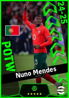 Nuno Mendes eFootball 2026 player card, 95 OVR LB