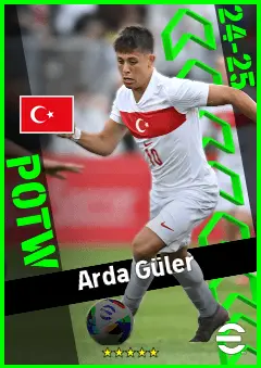 Arda Güler eFootball 2026 player card, 95 OVR AMF